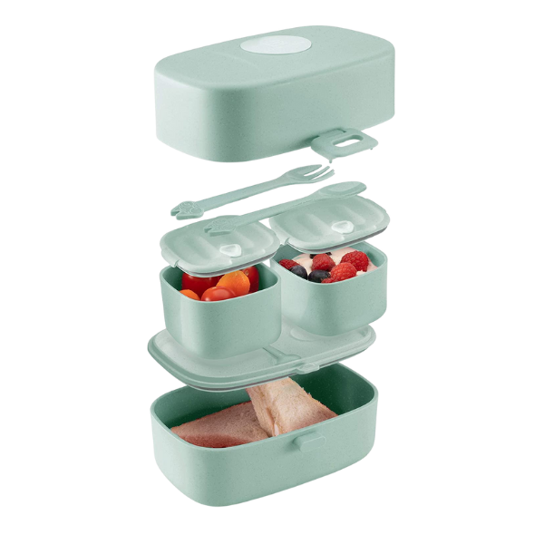 Lunchbox/Brotdose - Bento Box -  Fassungsvermögen 0,86 Liter - Pink - Beige