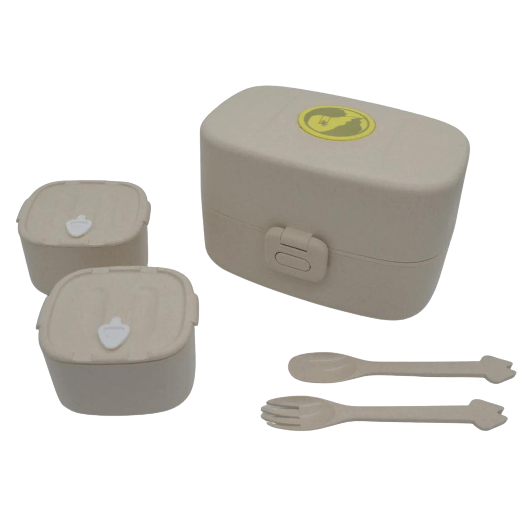 Lunchbox/Brotdose - Bento Box -  Fassungsvermögen 0,86 Liter - Pink - Beige
