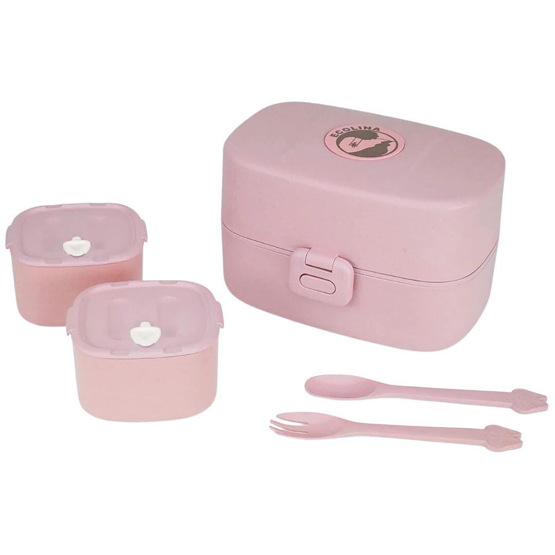 Lunchbox/Brotdose - Bento Box -  Fassungsvermögen 0,86 Liter - Pink - Beige