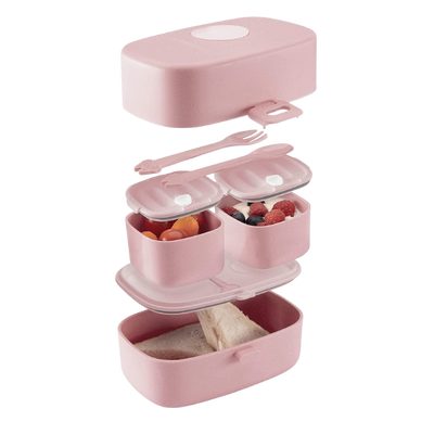 Lunchbox/Brotdose - Bento Box -  Fassungsvermögen 0,86 Liter - Pink - Beige