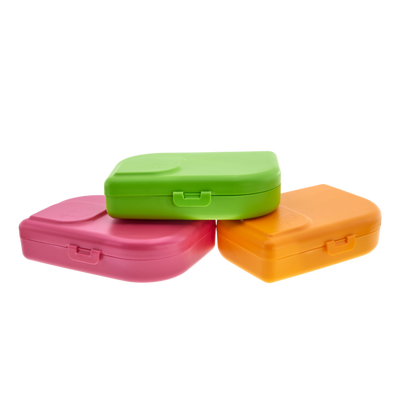Plastikfreie Brotdose/Lunchbox - Lime, Mandarin & Pink