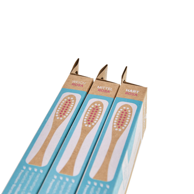Bambus Zahnbürste (1 Stück) - blau & rosa  - weich, mittel & hart
