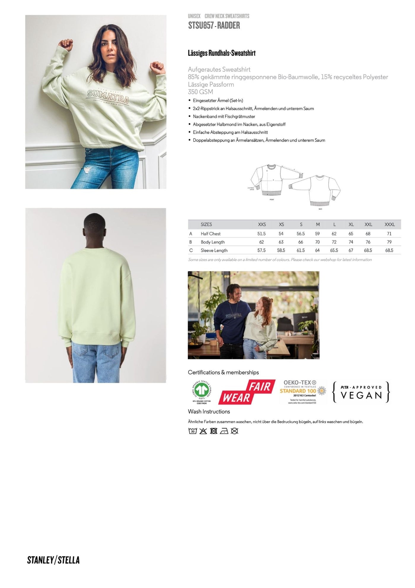 Sweater SUNRISE - Stem Green - UNISEX -  Project Wings