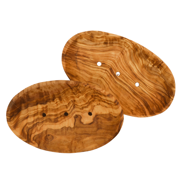 Seifenschale aus Holz Oval mit Rille - Olivenholz