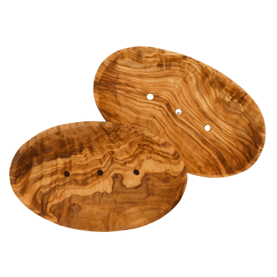 Seifenschale aus Holz Oval mit Rille - Olivenholz