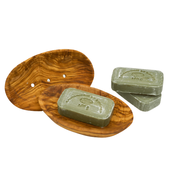 Seifenschale aus Holz Oval mit Rille - Olivenholz