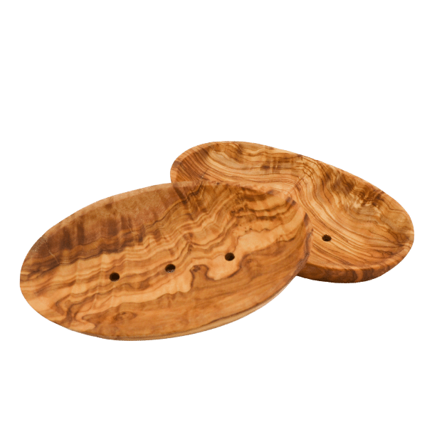 Seifenschale aus Holz Oval mit Rille - Olivenholz