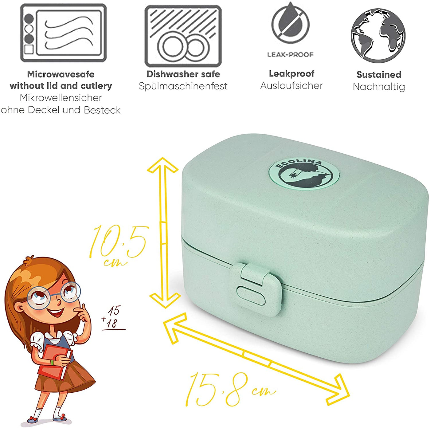 Lunchbox - Bento Box -  Fassungsvermögen 0,86 Liter - Pink - Beige