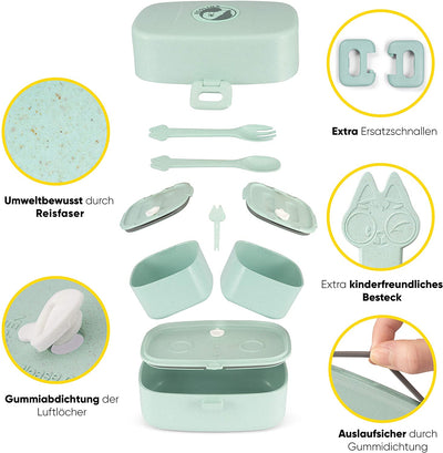 Lunchbox/Brotdose - Bento Box -  Fassungsvermögen 0,86 Liter - Pink - Beige